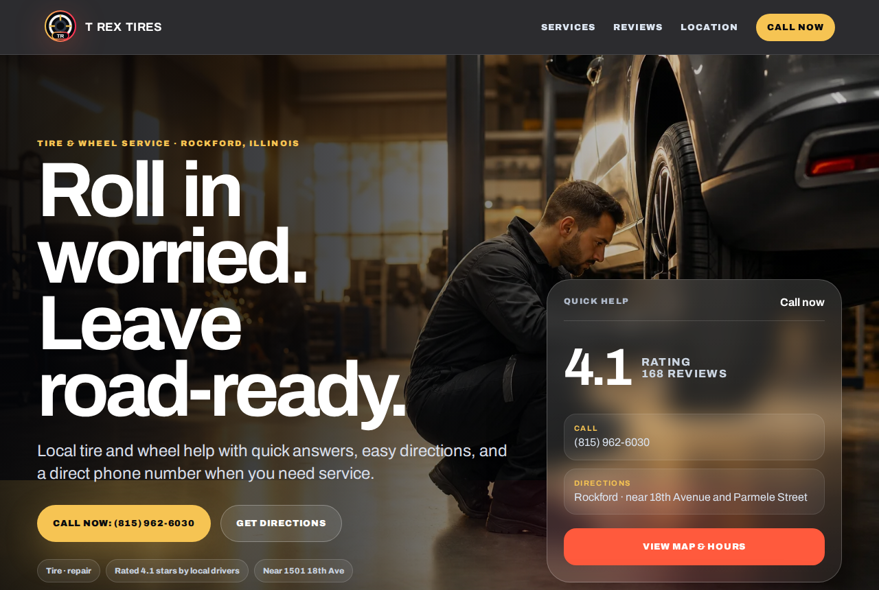 Tire shop website preview example